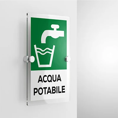 Cartello acqua potabile con testo mod. verticale