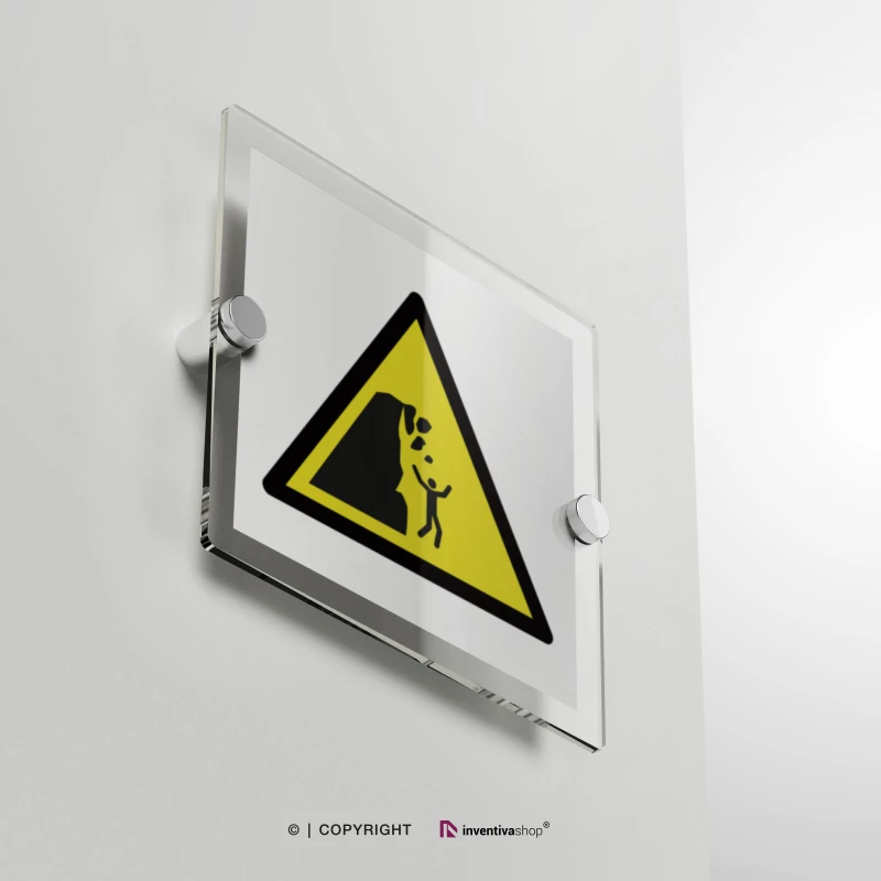Cartello di pericolo attenzione scogliera instabile W053