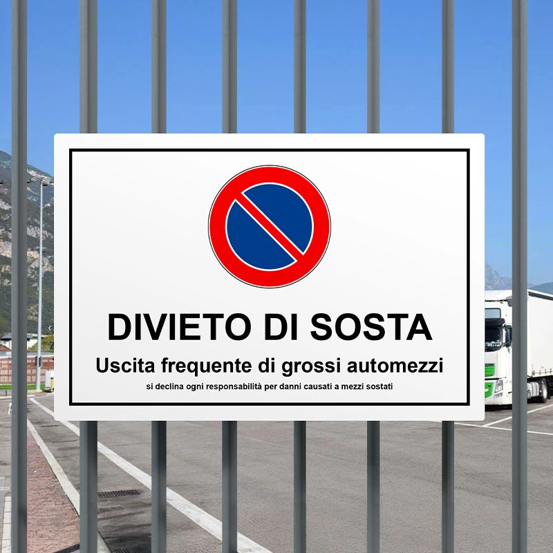 Cartello rettangolare con supporto per cancello in alluminio