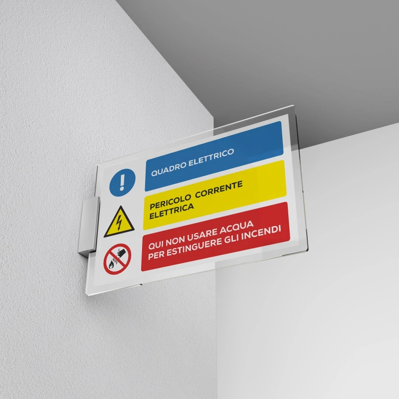Cartello quadro elettrico, pericolo corrente elettrica mod. orizzontale