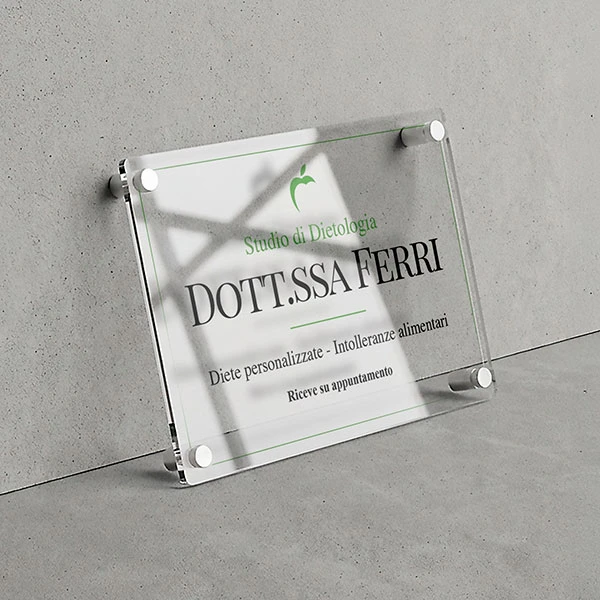 Targa Studio di Dietologia Singola Lastra Plexiglass cm 40x26