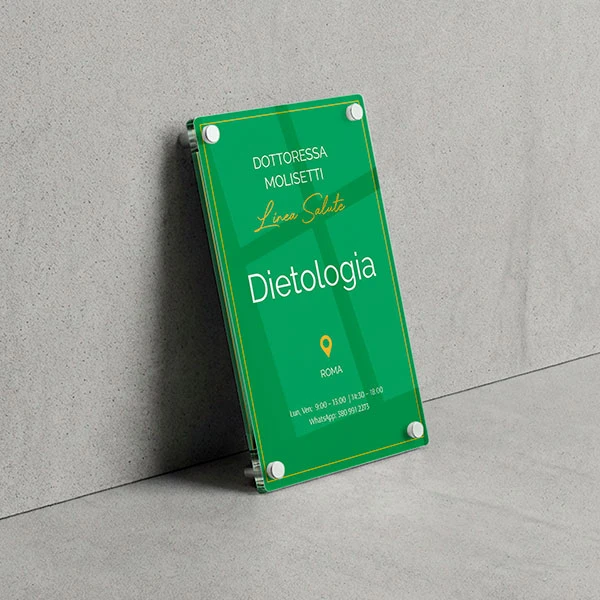 Targa Centro di Dietologia Singola Lastra Plexiglass