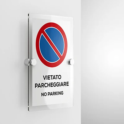 Cartello vietato parcheggiare con testo mod. verticale