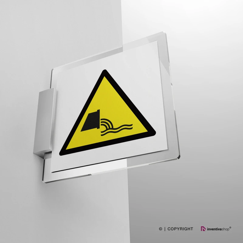Cartello di pericolo attenzione deflusso acque reflue W055