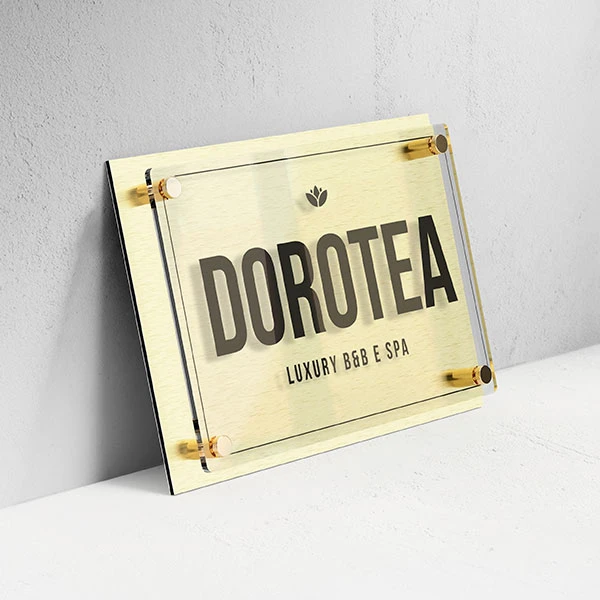 Targa B&B e Case Vacanze Doppia Lastra Alluminio Gold