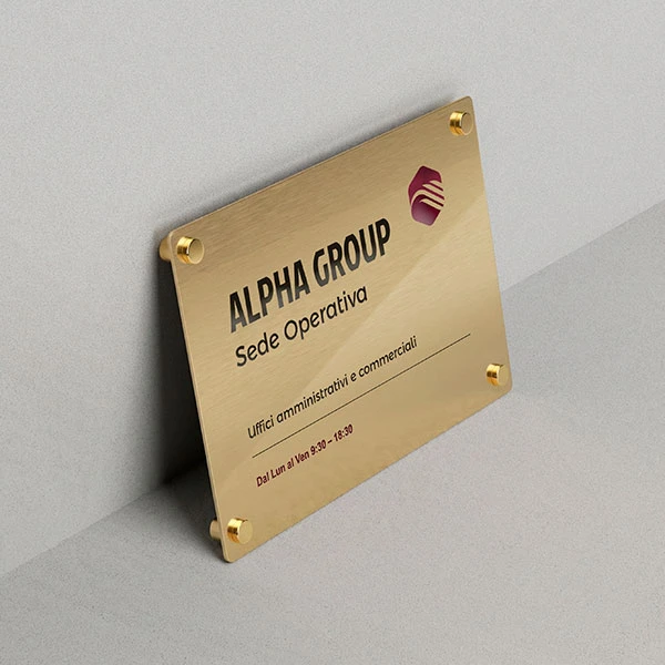 Targa ufficio in ottone