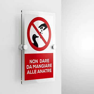 Cartello non dare da mangiare alle anatre con testo mod. verticale