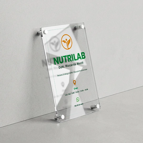 Targa Studio di Dietologia Singola Lastra Plexiglass Verticale