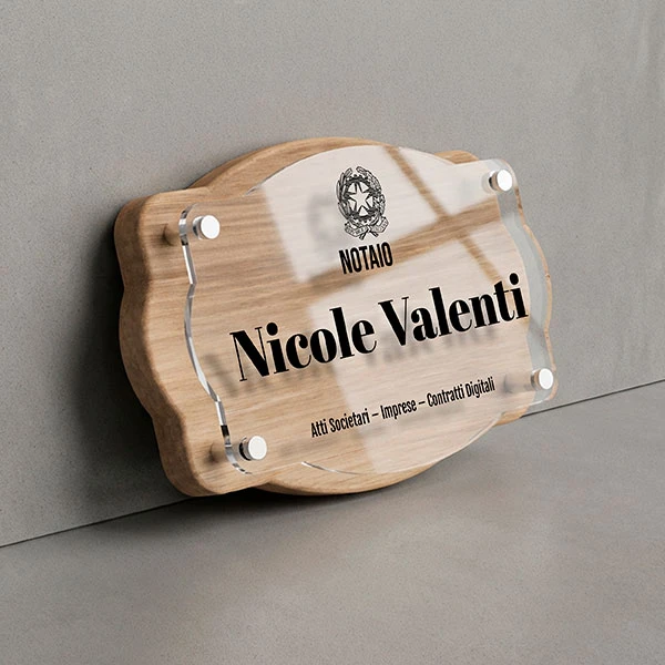 Targa Notaio Doppia Lastra Wood