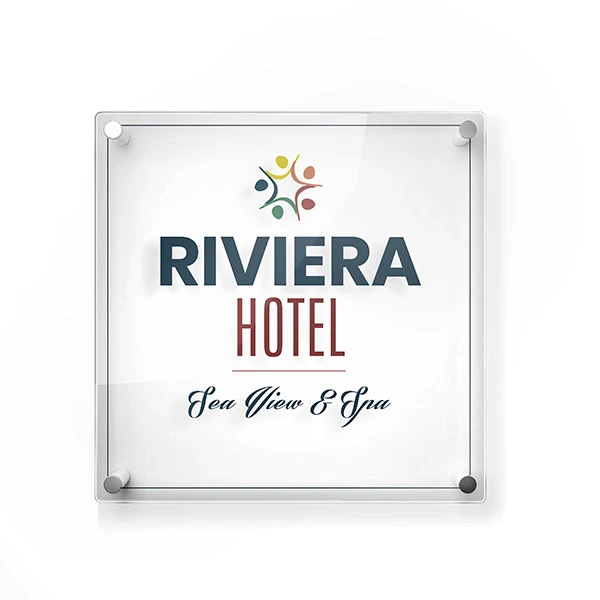 Targa Ingresso Hotel Singola Lastra Plexiglass quadrata