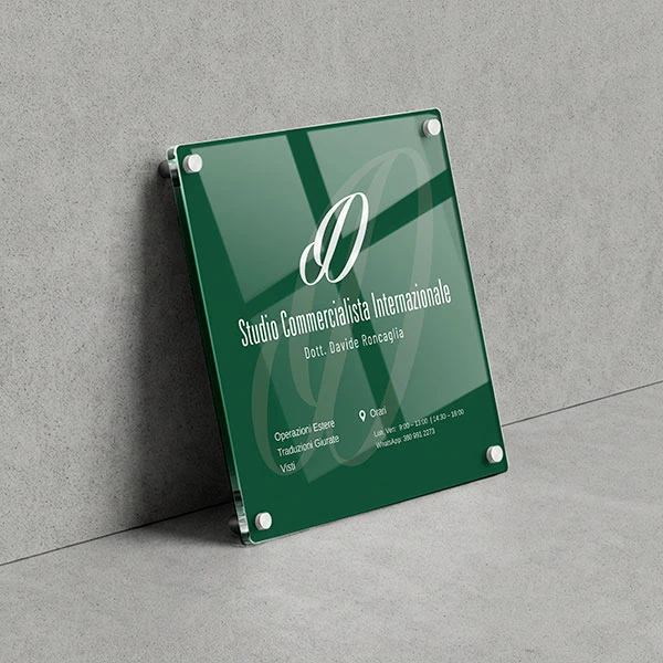 Targa Commercialista Singola Lastra Plexiglass