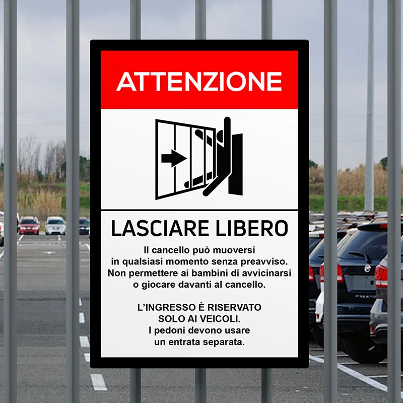Cartello rettangolare con supporto per cancello in alluminio