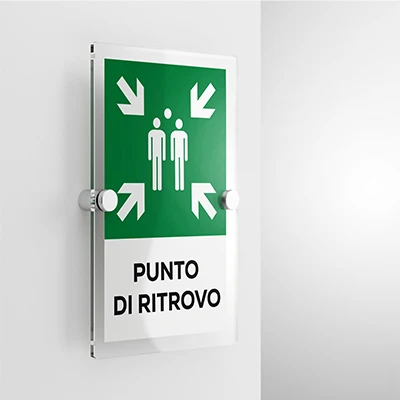 Cartello punto di ritrovo con testo mod. verticale