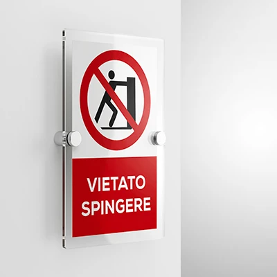 Cartello vietato spingere con testo mod. verticale