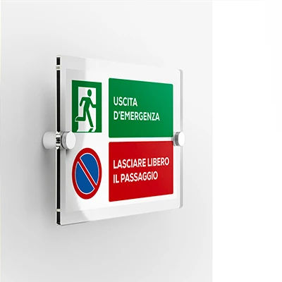 Cartello uscita d'emergenza lasciare libero il passaggio