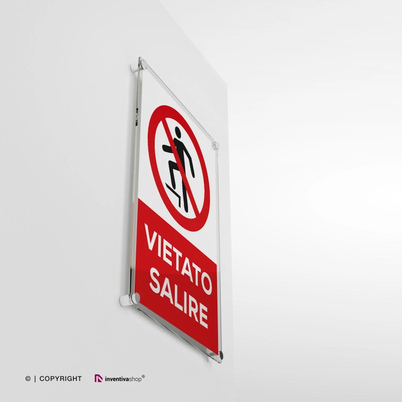 Cartello vietato salire con testo mod. verticale