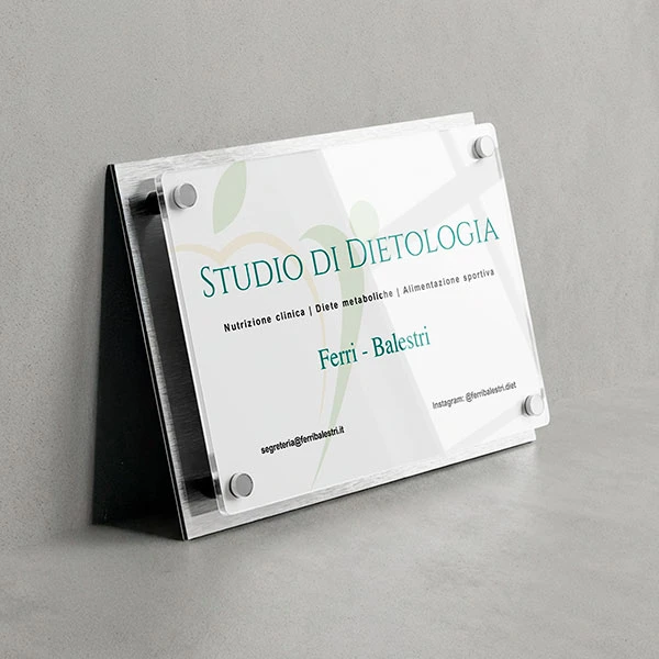 Targa Studio di Dietologia Doppia Lastra Silver spazzolato