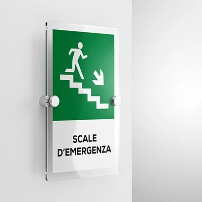 Cartello scale d'emergenza con testo mod. verticale