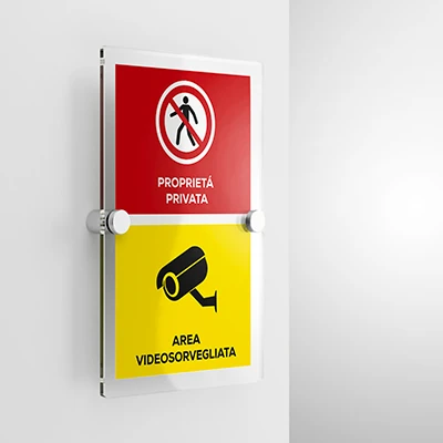 Cartello proprietà privata, area videosorvegliata mod. verticale