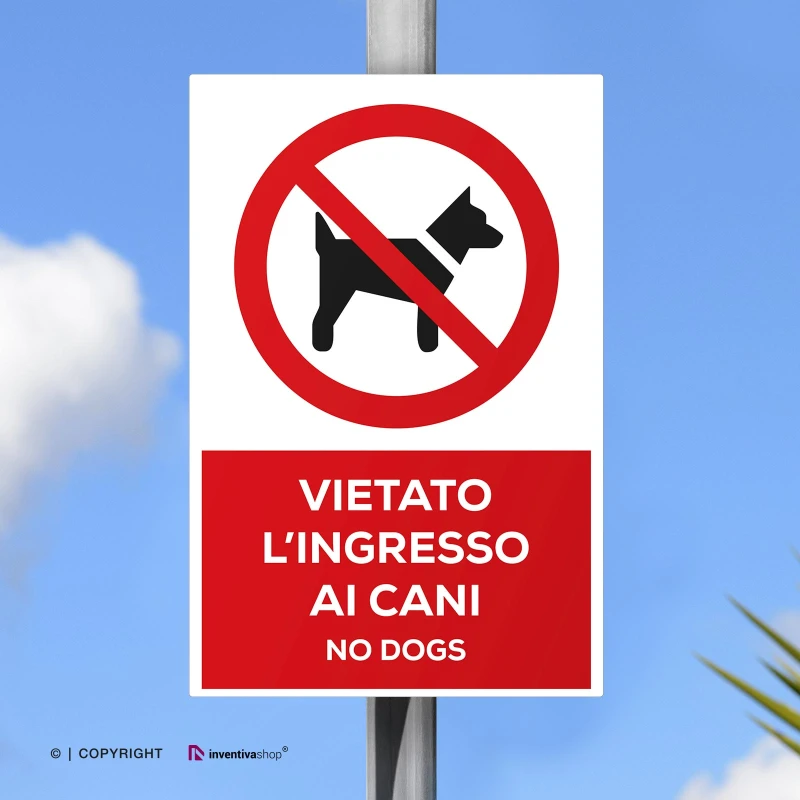 Vietato l'ingresso ai cani con testo mod. verticale