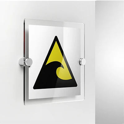 Cartello attenzione zona pericolo tsunami W056