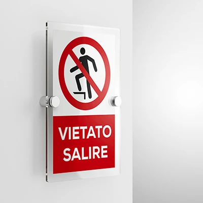 Cartello vietato salire con testo mod. verticale