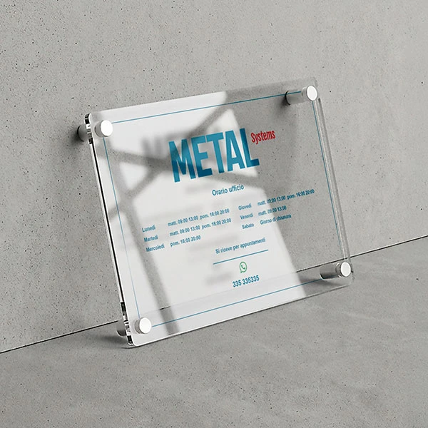 Targa Orario Ufficio in Plexiglass