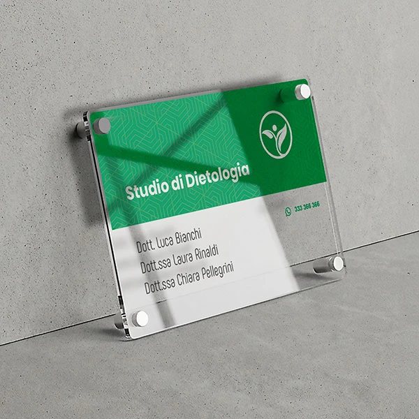 Targa Studio di Dietologia Singola lastra Plexiglass Rettangolare