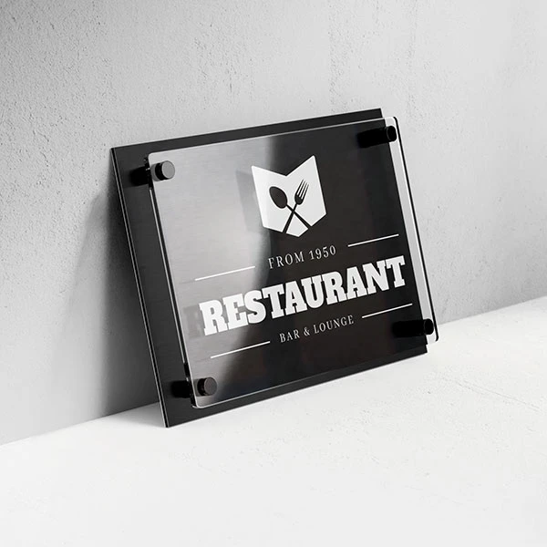Targa Ristorante - Doppia Lastra Alluminio Composito Antracite