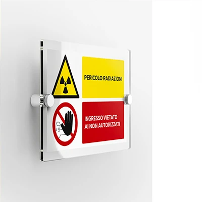 Cartello pericolo radiazioni, vietato l'ingresso ai non autorizzati mod. orizzontale
