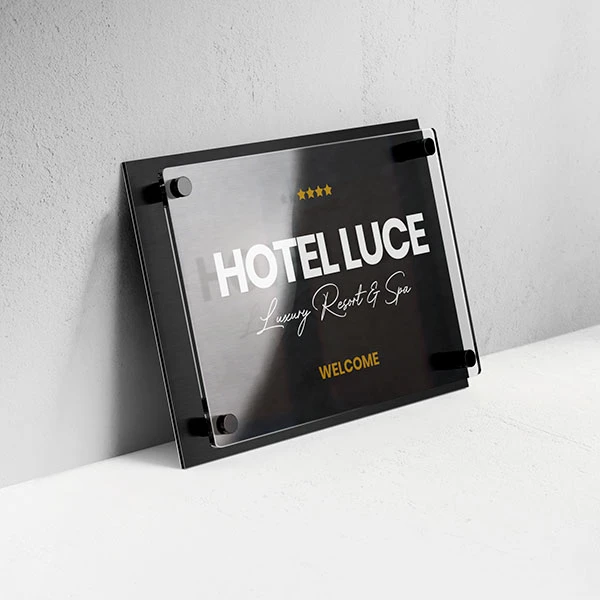 Targa Ingresso Hotel Doppia Lastra Alluminio Antracite