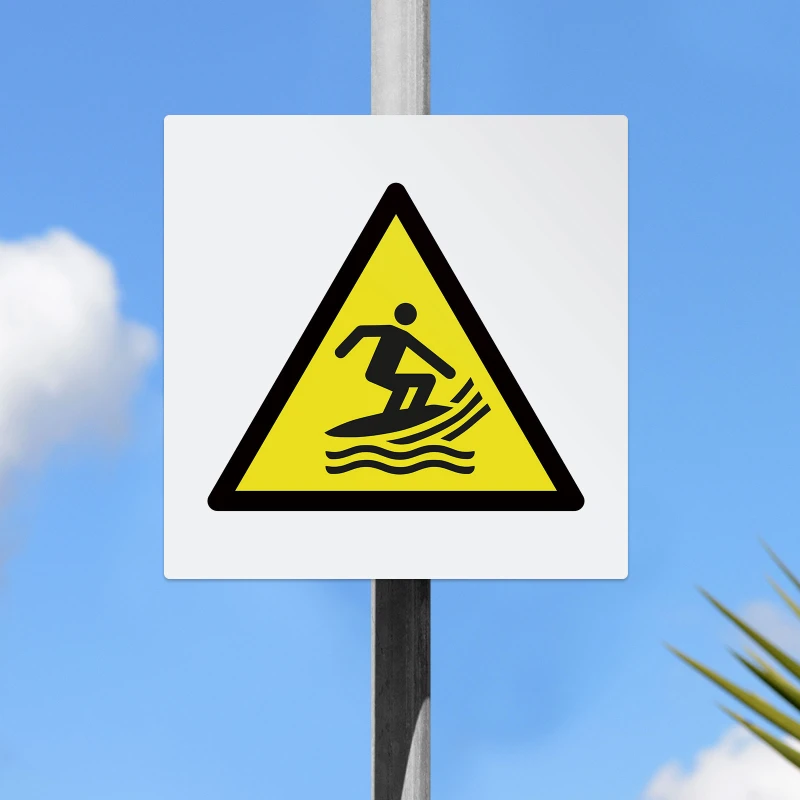 Cartello di pericolo attenzione zona surf W046