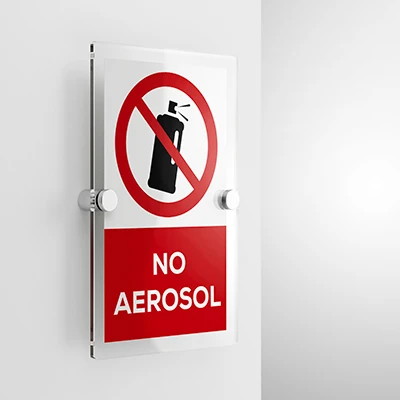 Cartello no aerosol con testo mod. verticale