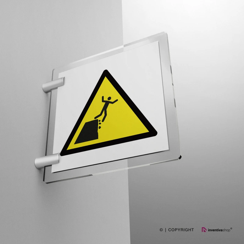 Cartello di pericolo attenzione bordo della scogliera instabile W052