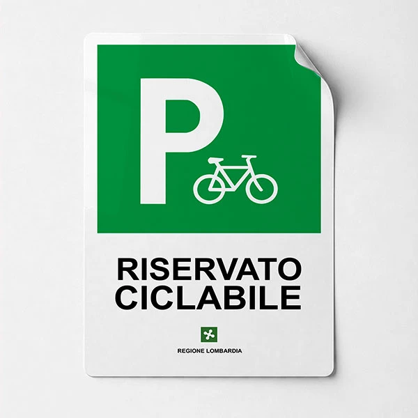 Cartello in adesivo per parcheggio ciclabile