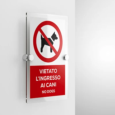 Vietato l'ingresso ai cani con testo mod. verticale