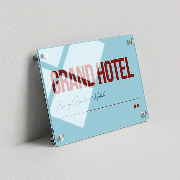 Targa Ingresso Hotel Singola Lastra Plexiglass orizzontale