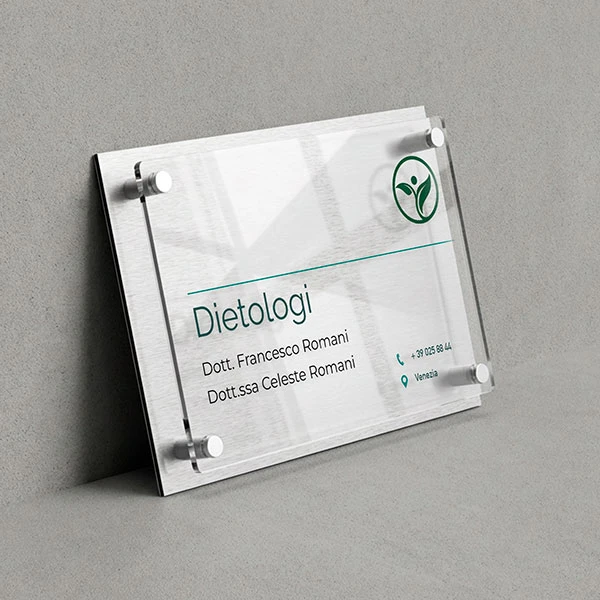 Targa Studio di Dietologia Doppia Lastra Silver spazzolato