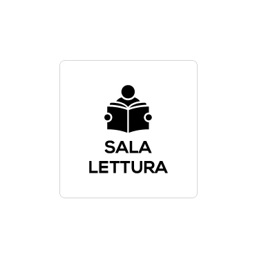 Sala lettura con scritta