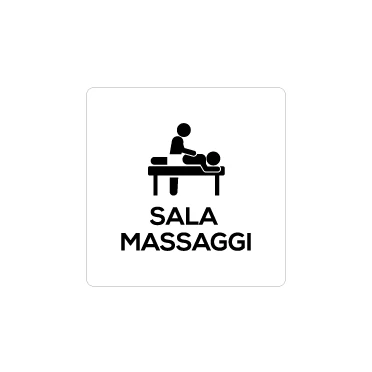 Sala massaggi con scritta