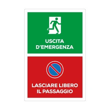 Uscita d'emergenza e lasciare libero il passaggio