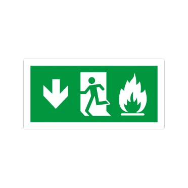 Uscita d'emergenza con fiamma giù
