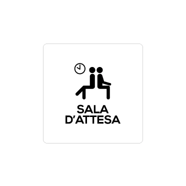 Sala d'attesa con scritta