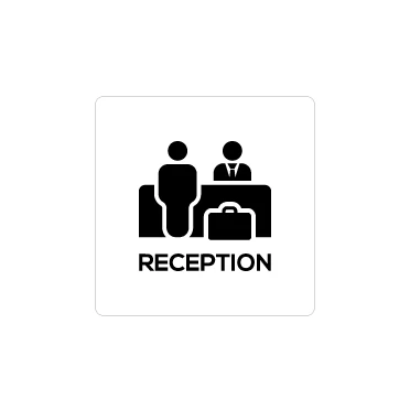 Reception hotel B con scritta