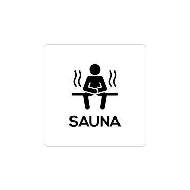 Sauna con scritta