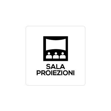 Sala proiezioni con scritta