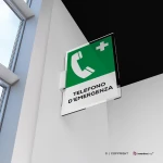 Cartello telefono d'emergenza con testo mod. verticale