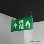 Cartello uscita d'emergenza con fiamma mod. 2:1