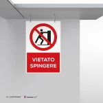 Cartello vietato spingere con testo mod. verticale
