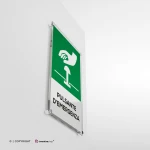 Cartello pulsante d'emergenza con testo mod. verticale